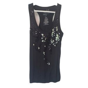 Black bow sequin embellished racerback tank